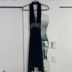 Vintage Y2K Mid-Length Asymmetrical Hem Halter Dress